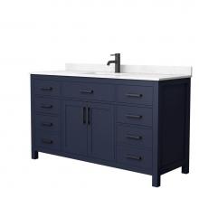 Wyndham Collection WCG242460SBBCCUNSMXX - Beckett 60 Inch Single Bathroom Vanity in Dark Blue, Carrara Cultured Marble Countertop, Undermoun