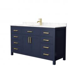 Wyndham Collection WCG242460SBLCCUNSMXX - Beckett 60 Inch Single Bathroom Vanity in Dark Blue, Carrara Cultured Marble Countertop, Undermoun