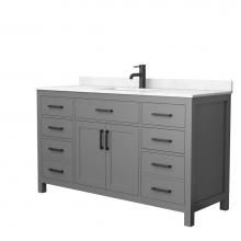 Wyndham Collection WCG242460SGBCCUNSMXX - Beckett 60 Inch Single Bathroom Vanity in Dark Gray, Carrara Cultured Marble Countertop, Undermoun