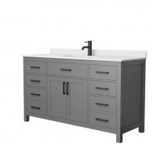 Wyndham Collection WCG242460SGBWCUNSMXX - Beckett 60 Inch Single Bathroom Vanity in Dark Gray, White Cultured Marble Countertop, Undermount