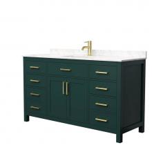 Wyndham Collection WCG242460SGDCCUNSMXX - Beckett 60 Inch Single Bathroom Vanity in Green, Carrara Cultured Marble Countertop, Undermount Sq