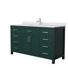 Wyndham Collection WCG242460SGEWCUNSMXX - Beckett 60 Inch Single Bathroom Vanity in Green, White Cultured Marble Countertop, Undermount Squa