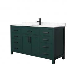 Wyndham Collection WCG242460SGKCCUNSMXX - Beckett 60 Inch Single Bathroom Vanity in Green, Carrara Cultured Marble Countertop, Undermount Sq