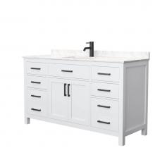 Wyndham Collection WCG242460SWBCCUNSMXX - Beckett 60 Inch Single Bathroom Vanity in White, Carrara Cultured Marble Countertop, Undermount Sq