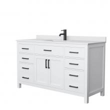 Wyndham Collection WCG242460SWBWCUNSMXX - Beckett 60 Inch Single Bathroom Vanity in White, White Cultured Marble Countertop, Undermount Squa