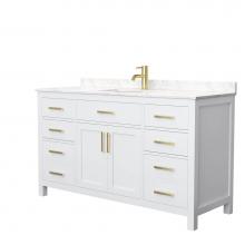 Wyndham Collection WCG242460SWGCCUNSMXX - Beckett 60 Inch Single Bathroom Vanity in White, Carrara Cultured Marble Countertop, Undermount Sq