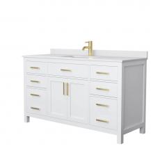 Wyndham Collection WCG242460SWGWCUNSMXX - Beckett 60 Inch Single Bathroom Vanity in White, White Cultured Marble Countertop, Undermount Squa