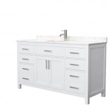 Wyndham Collection WCG242460SWHCCUNSMXX - Beckett 60 Inch Single Bathroom Vanity in White, Carrara Cultured Marble Countertop, Undermount Sq