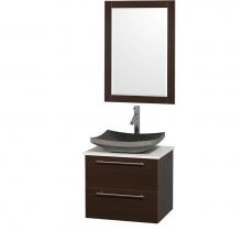 Wyndham Collection WCR410024ESWHGS1 - 24 inch Single Bathroom Vanity in Espresso with White Man-Made Stone Top with Black Granite Sink,