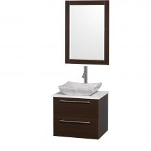 Wyndham Collection WCR410024ESWHGS3 - 24 inch Single Bathroom Vanity in Espresso with White Man-Made Stone Top with Carrara Marble Sink,