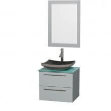 Wyndham Collection WCR410024SDGGGGS1M24 - 24 inch Single Bathroom Vanity in Dove Gray, Green Glass Countertop, Altair Black Granite Sink, an