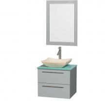 Wyndham Collection WCR410024SDGGGGS2M24 - 24 inch Single Bathroom Vanity in Dove Gray, Green Glass Countertop, Avalon Ivory Marble Sink, and