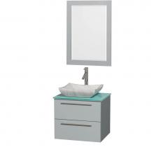 Wyndham Collection WCR410024SDGGGGS3M24 - 24 inch Single Bathroom Vanity in Dove Gray, Green Glass Countertop, Avalon White Carrara Marble S