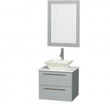 Wyndham Collection WCR410024SDGWSD2BM24 - 24 inch Single Bathroom Vanity in Dove Gray, White Man-Made Stone Countertop, Pyra Bone Porcelain