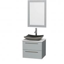 Wyndham Collection WCR410024SDGWSGS1M24 - 24 inch Single Bathroom Vanity in Dove Gray, White Man-Made Stone Countertop, Altair Black Granite