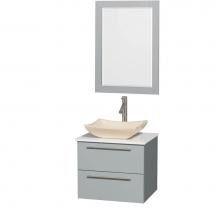 Wyndham Collection WCR410024SDGWSGS2M24 - 24 inch Single Bathroom Vanity in Dove Gray, White Man-Made Stone Countertop, Avalon Ivory Marble