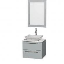 Wyndham Collection WCR410024SDGWSGS3M24 - 24 inch Single Bathroom Vanity in Dove Gray, White Man-Made Stone Countertop, Avalon White Carrara