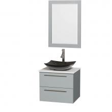 Wyndham Collection WCR410024SDGWSGS4M24 - 24 inch Single Bathroom Vanity in Dove Gray, White Man-Made Stone Countertop, Arista Black Granite