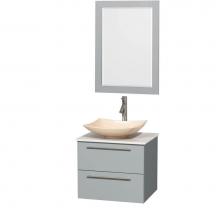 Wyndham Collection WCR410024SDGWSGS5M24 - 24 inch Single Bathroom Vanity in Dove Gray, White Man-Made Stone Countertop, Arista Ivory Marble