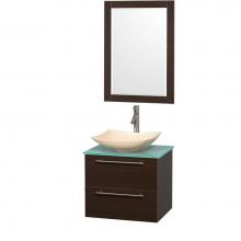 Wyndham Collection WCR410024SESGGGS5M24 - 24 inch Single Bathroom Vanity in Espresso, Green Glass Countertop, Arista Ivory Marble Sink, and