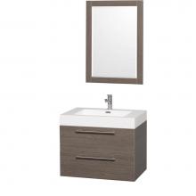 Wyndham Collection WCR410030GOAR - 30 inch Single Bathroom Vanity in Gray Oak with Acrylic Resin Top, Integrated Sink, and 24 inch Mi