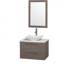 Wyndham Collection WCR410030SGOWSGS6M24 - 30 inch Single Bathroom Vanity in Gray Oak, White Man-Made Stone Countertop, Arista White Carrara