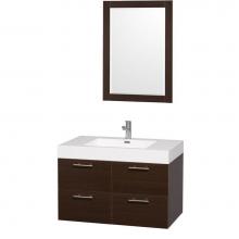 Wyndham Collection WCR410036ESAR - 36 inch Single Bathroom Vanity in Espresso with Acrylic Resin Top, Integrated Sink, and 24 inch Mi