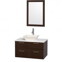 Wyndham Collection WCR410036ESWHD28BN - 36 inch Single Bathroom Vanity in Espresso with White Man-Made Stone Top with Bone Porcelain Sink,