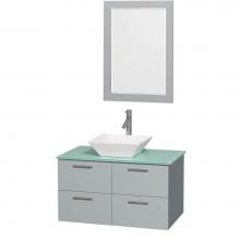 Wyndham Collection WCR410036SDGGGD2WM24 - 36 inch Single Bathroom Vanity in Dove Gray, Green Glass Countertop, Pyra White Porcelain Sink, an