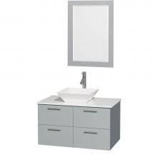 Wyndham Collection WCR410036SDGWSD2WM24 - 36 inch Single Bathroom Vanity in Dove Gray, White Man-Made Stone Countertop, Pyra White Porcelain