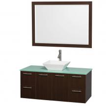 Wyndham Collection WCR410048ESGRD28WH - 48 inch Single Bathroom Vanity in Espresso with Green Glass Top with White Porcelain Sink, and 46