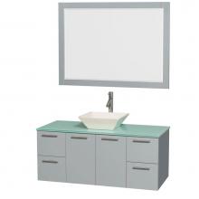 Wyndham Collection WCR410048SDGGGD2BM46 - 48 inch Single Bathroom Vanity in Dove Gray, Green Glass Countertop, Pyra Bone Porcelain Sink, and