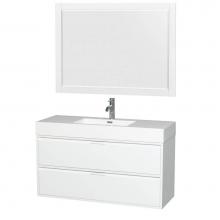 Wyndham Collection WCR460048SGWARINTM46 - 48 inch Single Bathroom Vanity in Glossy White, Acrylic Resin Countertop, Integrated Sink, and 46