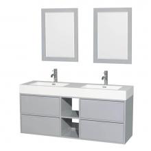 Wyndham Collection WCR460060DDGARINTM24 - 60 inch Double Bathroom Vanity in Dove Gray, Acrylic Resin Countertop, Integrated Sinks, and 24 in