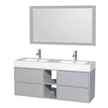 Wyndham Collection WCR460060DDGARINTM58 - 60 inch Double Bathroom Vanity in Dove Gray, Acrylic Resin Countertop, Integrated Sinks, and 58 in