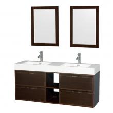 Wyndham Collection WCR460060DESARINTM24 - 60 inch Double Bathroom Vanity in Espresso, Acrylic Resin Countertop, Integrated Sinks, and 24 inc