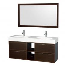 Wyndham Collection WCR460060DESARINTM58 - 60 inch Double Bathroom Vanity in Espresso, Acrylic Resin Countertop, Integrated Sinks, and 58 inc