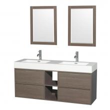 Wyndham Collection WCR460060DGOARINTM24 - 60 inch Double Bathroom Vanity in Gray Oak, Acrylic Resin Countertop, Integrated Sinks, and 24 inc