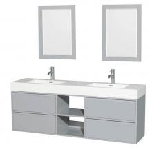 Wyndham Collection WCR460072DDGARINTM24 - 72 inch Double Bathroom Vanity in Dove Gray, Acrylic Resin Countertop, Integrated Sinks, and 24 in