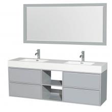 Wyndham Collection WCR460072DDGARINTM70 - 72 inch Double Bathroom Vanity in Dove Gray, Acrylic Resin Countertop, Integrated Sinks, and 70 in