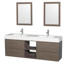 Wyndham Collection WCR460072DGOARINTM24 - 72 inch Double Bathroom Vanity in Gray Oak, Acrylic Resin Countertop, Integrated Sinks, and 24 inc