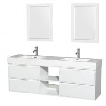 Wyndham Collection WCR460072DGWARINTM24 - 72 inch Double Bathroom Vanity in Glossy White, Acrylic Resin Countertop, Integrated Sinks, and 24