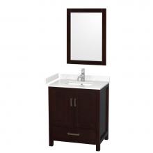 Wyndham Collection WCS141430SESC2UNSM24 - Sheffield 30 Inch Single Bathroom Vanity in Espresso, Carrara Cultured Marble Countertop, Undermou