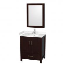 Wyndham Collection WCS141430SESC2UNSMED - Sheffield 30 Inch Single Bathroom Vanity in Espresso, Carrara Cultured Marble Countertop, Undermou