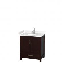 Wyndham Collection WCS141430SESC2UNSMXX - Sheffield 30 Inch Single Bathroom Vanity in Espresso, Carrara Cultured Marble Countertop, Undermou