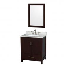 Wyndham Collection WCS141430SESCMUNOM24 - Sheffield 30 Inch Single Bathroom Vanity in Espresso, White Carrara Marble Countertop, Undermount