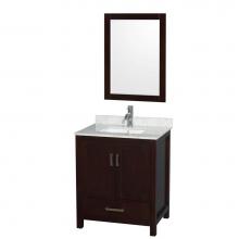 Wyndham Collection WCS141430SESCMUNSM24 - Sheffield 30 Inch Single Bathroom Vanity in Espresso, White Carrara Marble Countertop, Undermount