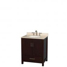 Wyndham Collection WCS141430SESIVUNOMXX - Sheffield 30 Inch Single Bathroom Vanity in Espresso, Ivory Marble Countertop, Undermount Oval Sin