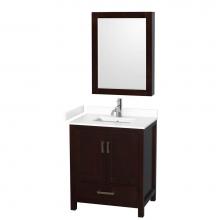 Wyndham Collection WCS141430SESWCUNSMED - Sheffield 30 Inch Single Bathroom Vanity in Espresso, White Cultured Marble Countertop, Undermount