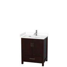 Wyndham Collection WCS141430SESWCUNSMXX - Sheffield 30 Inch Single Bathroom Vanity in Espresso, White Cultured Marble Countertop, Undermount